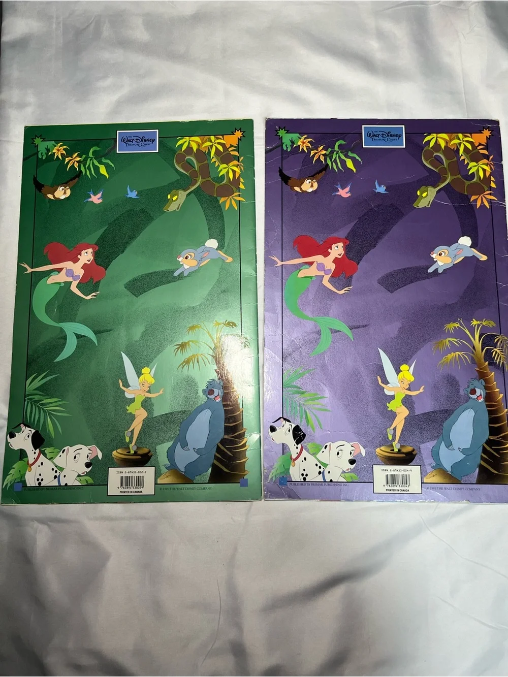 Vintage 1991 Disney Treasure Chest Jumbo Book Lot 4 Bambi Peter Mermaid Jungle